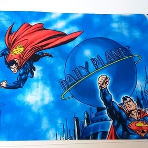 RARE 70's Vintage Superman comic Superhero fabric long Handmade curtain valance